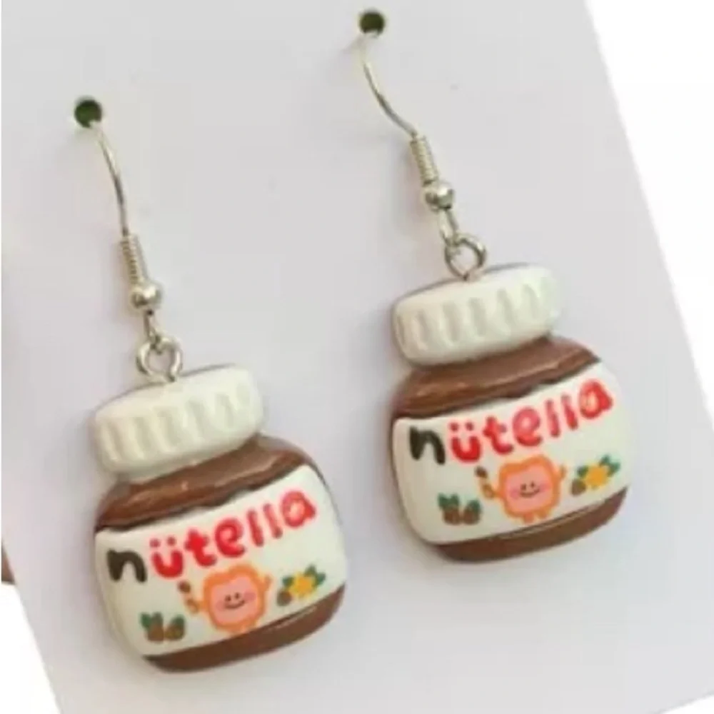 NWT - Nutella hazelnut chocolate spread earrings set - 1 inch x 0.5 inch